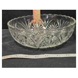 Clear cut glass bowl, 8" diameter