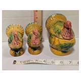Ceramic turkey sugar bowl & salt/pepper shakers