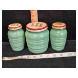 Fireking Jadeite Salt/Pepper/Grease jar set