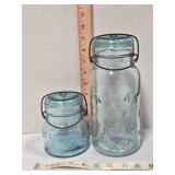 2 Atlas E-Z Seal canning jars, 9" & 4½"