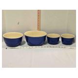 4 stoneware mixing bowls, 8", 7", 5", 5" across