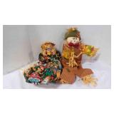 Pair of Handmade Fabric Autumn Scarecrow Dolls