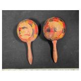Souvenir maracas, vintage, pair, 8¾" overall