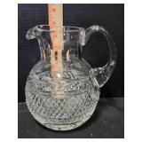 Clear cut glass pitcher, 6½" tall