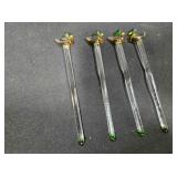 4 glass stick swizzle sticks