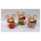 Vintage Trio HOMCO Ceramic Christmas Mice Figures