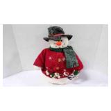 Vintage Country Plush Frosted Snowman Decoration