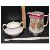 Porcelain pitcher & sugar bowl