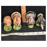 2 sets ceramic turkey salt & pepper shakers