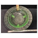 Footed bowl, green Depression glass