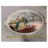 Vintage Metal Holiday Dog Tray, 23"