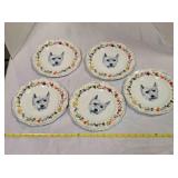 5 White Ceramic Plates, 9" across
