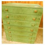 Green Wood Cabinet - 7 drawers