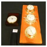Quartz Clock, 3 piece - Barometer, Thermometer
