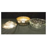 Pyrex Serving Bowl w/Silver Plate? Lid & Base