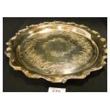Silver plate Tray ?, no markings, 13" diam
