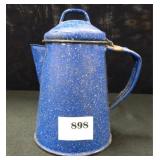 Blue Enamelware Coffee Pot, 6¼" h, base - 4" d.