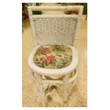 White Wicker Chair w/floral seat