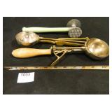 Vintage Utensils, 2 Scoops, Tenderizer