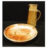 2 piece handmade pottery, 10½" diam. Pie plate