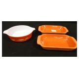 Pyrex Ovenware w/wheat design, 2 Clay Dishes