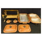Copper & Metal Serving/Food Warmer - 7 pieces
