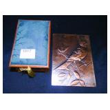 Decorative Box - fabric/Wood Bird design on copper