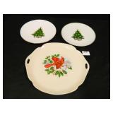 2 - B.C. Clark Christmas plates, 1 - platter