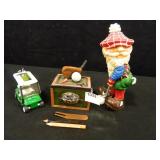 Golf Desk Accessories, Golfer, Box w/lid, cart