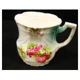 Shaving Mug w/floral - fruit design, w/gold trim