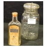 Ball Ideal Canning Jar w/bail, 1 Rawleighs bottle