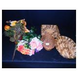 Silk Flowers - 2 bunches, baskets - 3