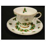 Lefton Cup/Saucer, Hand Painted, Dec. Holly