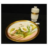 Floral Plate - Haviland France, Container w/lid