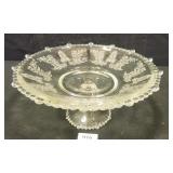 Glass Bowl on Pedestal w/etched glass design