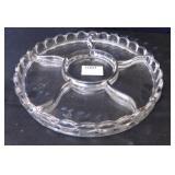 Glass Tray w/compartments, 1¼" h x 9?" diam.
