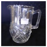 Vintage Glass Water Pitcher, Patterned Glass
