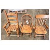 3 Kids Wooden Rocking Chairs