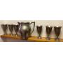 Pewter pitcher and glasses