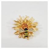 Bee on a Flower Brooch