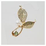 Crystal & faux Pearl Brooch