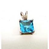Vintage Blue Topaz Sterling Silver Pendant