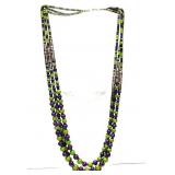Stunning Purple & Green & Metal Beads 30' Necklace
