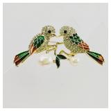 Crystal Birds Brooch