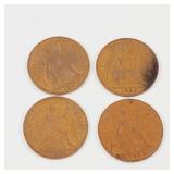 Lot of 4 British One Penny 1960's