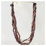 Vintage Purple Glass Beaded Necklace 19'