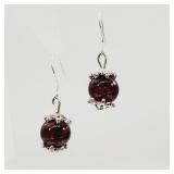 Purple Art Glass Bead Earrings Stamped 925