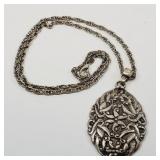 Vintage 1980's Sweater Necklace with Pendant 24'