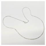 Flat  Silver Chain Necklace Stamped 925 22'
