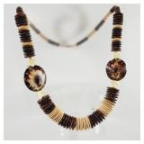 Vintage Wood and Sea Shell Necklace 24'
